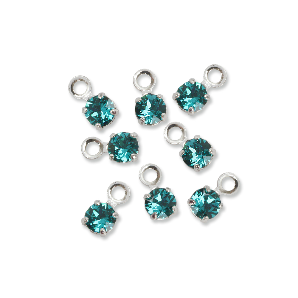 Beads & Swarovski Crystals Swarovski 3mm Round Crystal Charm (Blue Zircon - DECEMBER), Pack of 8